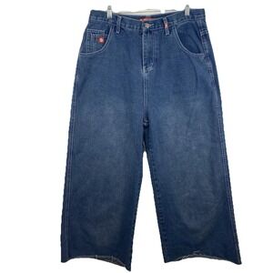 Vintage 90s JNCO Wide-Leg Jeans Youth XL Blue Embroidery Hip Hop Skater